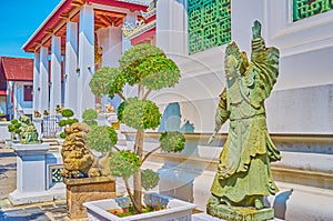 The stone sculptures in Wat Bowonniwet Vihara temple, Bangkok, Thailand