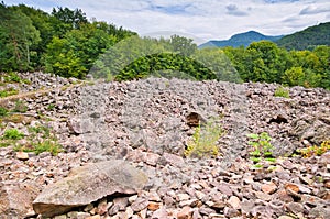 The stone sea at the foot of the Kamenna hill over Vyhne village