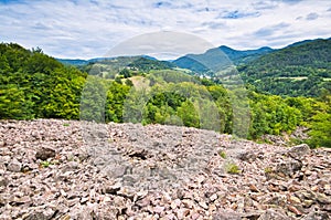 The stone sea at the foot of the Kamenna hill over Vyhne village