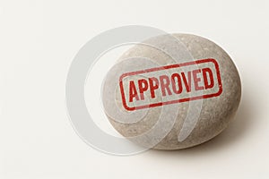 Stone with the seal of approval approved. Space for text.