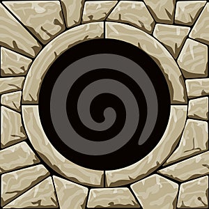 Stone seamless pattern with round frame