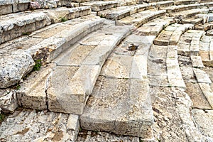 Stone seats of Theater of Dionysus at Acropolis foot, Athens, Greece