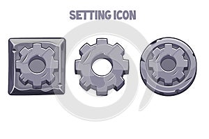 Stone settings icons round and square gear.