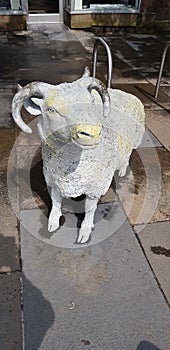 Stone sheep in Lockerbie town centre Scotland