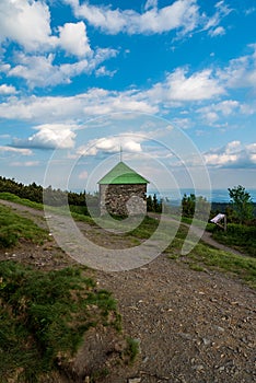 Stone shelter on Jeleni studanka in Jeseniky mounzains in Czech republic