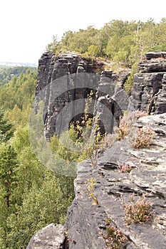 Stone siding of high mountain.