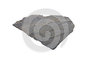 A stone slab of slate homogeneous metamorphic rock isolated on white background