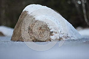 Stone with snow