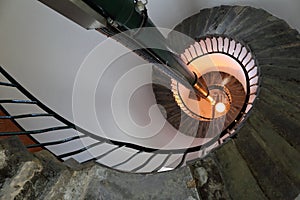 Stone Spiral Staircase from below.