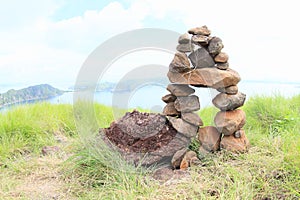 Stone stack on Padar Island photo