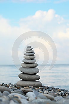 Stone stack on pebble beach