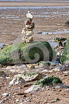 Stone stacks on Hunstanton Beach, Norfolk