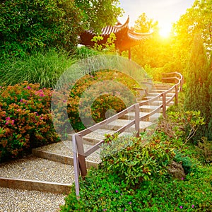 Stone staircase in beautiful park