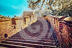 Stone staircase of Great Wall of China, section