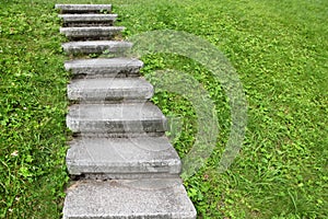 Stone staircase among green grass