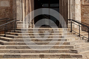 Stone staircase with a handrail