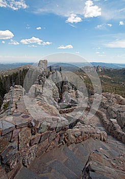 Stone staircase leading down from Harney Peak Fire Lookout Tower in Custer State Park