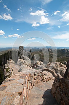 Stone staircase leading down from Harney Peak Fire Lookout Tower in Custer State Park