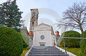 Santi Simone e Fedele Church on the hill, Bre, Ticino, Switzerland photo