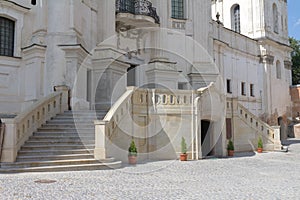 Stone staircase. Monastery - Fortress