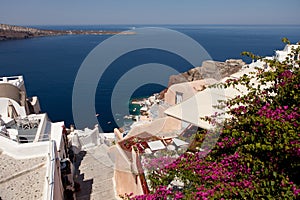 Stone staircase from the mountain, Santorini, Oia, Greece