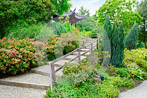 Stone staircase in summer park