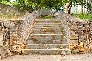 Stone staircase surrounded by a stone wall called Marge photo
