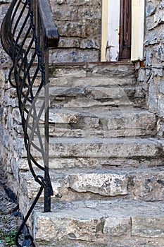 Stone staircase wall