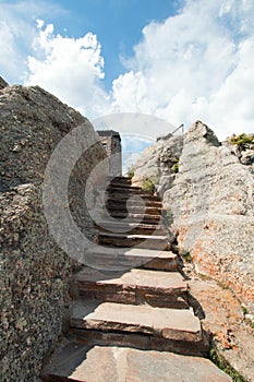 Stone staircase on the way to Harney Peak Fire Lookout Tower in the Custer State Parks Black Elk Wilderness