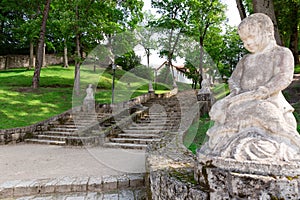 Stone stairs in a beautiful park in Cesis, Latvia