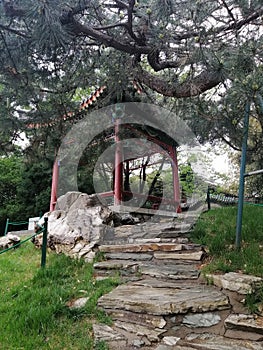 Stone stairs in China Beijing Shichahai park