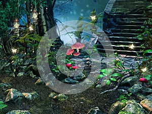 Stone stairs in a forest