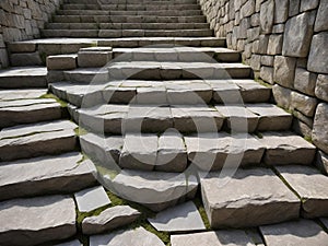 stone stairs with green grass on the street