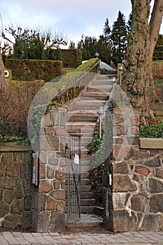 Stone stairs leading to the church