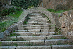 Stone stairs made of stone blocks going up at fortress