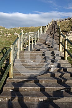 Stone stairs under blue sky