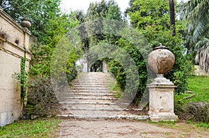 Stone stairs in Villa Doria Pamphili park in Rome photo