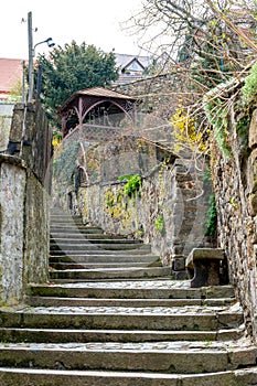 Stone Stairway Leading to a Pergola in Bautzen, Germany