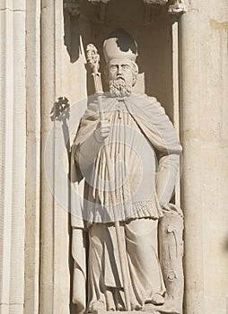 Stone statue of a bishop