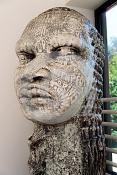 Stone statue in a black history museum