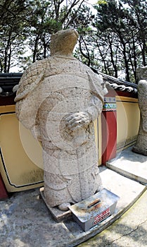 Stone statue of Buddha, deity, sacred animal and creature