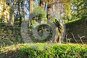 Stone statue in the Crystal Palace Garden in Oporto