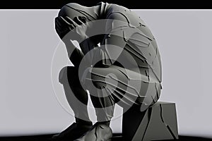 stone statue depicting a person with depression illustration Generative AI