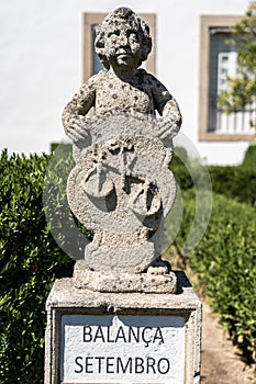 stone statue depicting the scale sign belonging to the episcopal garden of the city of Castelo Branco photo