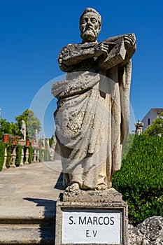 stone statue depicting the sign SÃ£o Marcos EV belonging to the episcopal garden of the city of Castelo Branco.