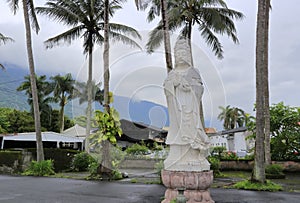 Stone statue of guanyin at the square of guanglong stone carving factory