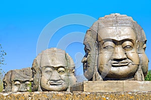 Stone statue head carving