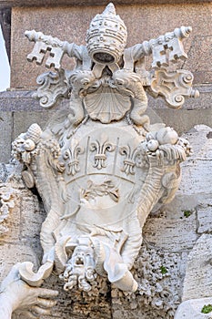 stone statue with human representation belonging to the water fountain installed in Piazza Navona in the Italian city of Rome