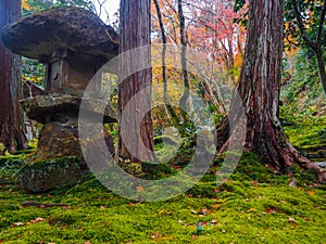 Stone statue in japanese garden