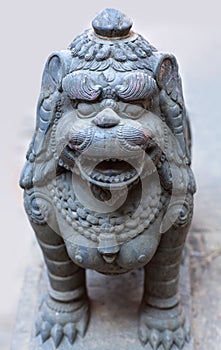 Stone statue of Lion guards in Patan, Nepal